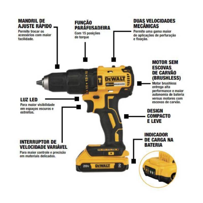 Parafusadeira / Furadeira De Impacto A Bateria 20v - Dewalt