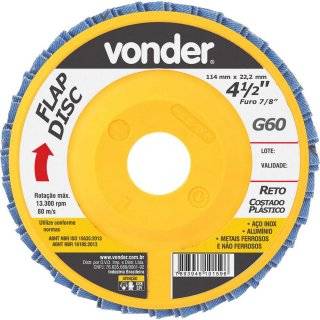 Disco Flap 4.1/2 GrÃo 60 Reto - Vonder