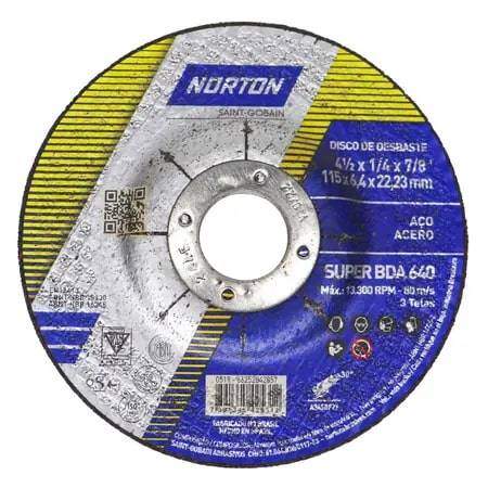 Disco Desbaste 115mm X 6,4mm X 22,2mm Bda 640 - Norton
