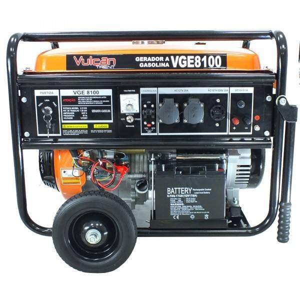 Gerador Gasolina 4t 420cc 15hp 6.5kva 6500watts C/bateria Bivolt Vge8100 - Vulcan